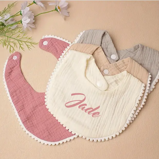 Bavoir en gaze de coton (Rose)